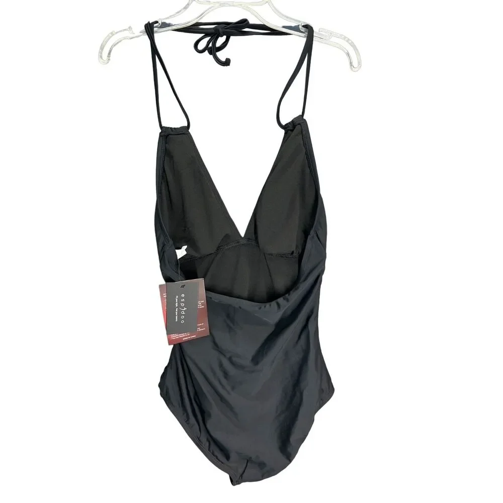 Espidoo Swimsuit Women S Black Padded One Piece Adjustable Ruched Beach Vacation